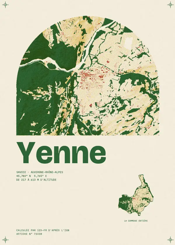 Affiche de Yenne, calculée par 123-fr d'après l'IGN