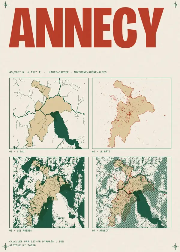 Affiche de Annecy, calculée par 123-fr d'après l'IGN