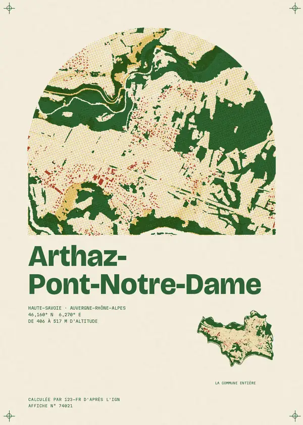 Affiche de Arthaz-Pont-Notre-Dame, calculée par 123-fr d'après l'IGN