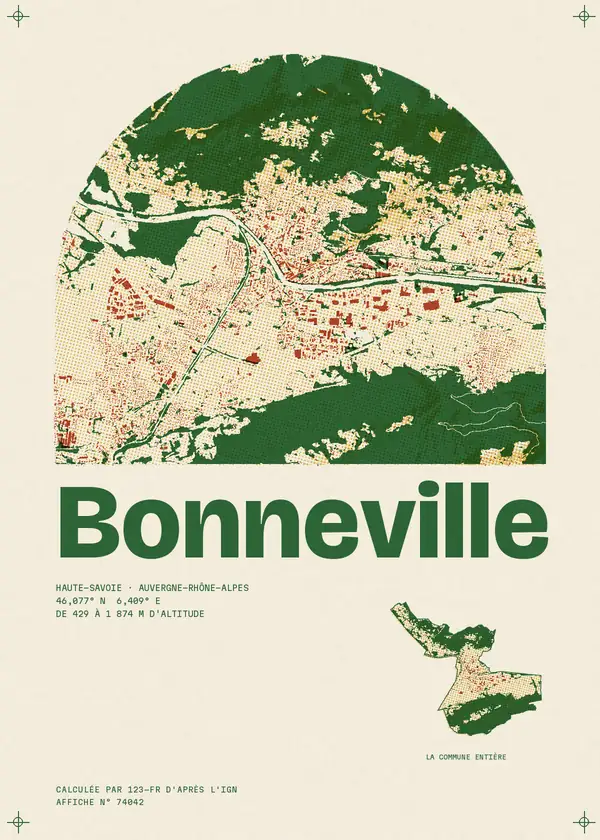 Affiche de Bonneville, calculée par 123-fr d'après l'IGN