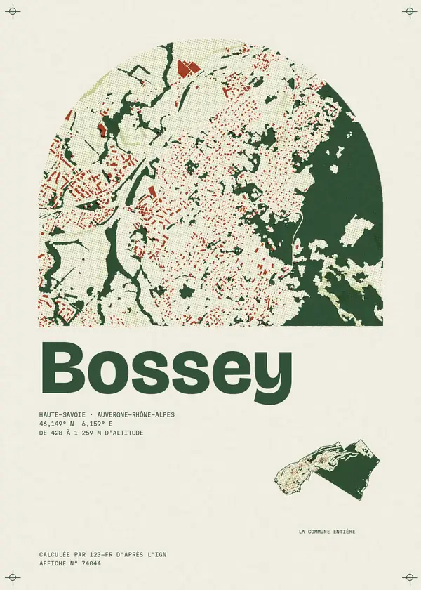Affiche de Bossey, calculée par 123-fr d'après l'IGN
