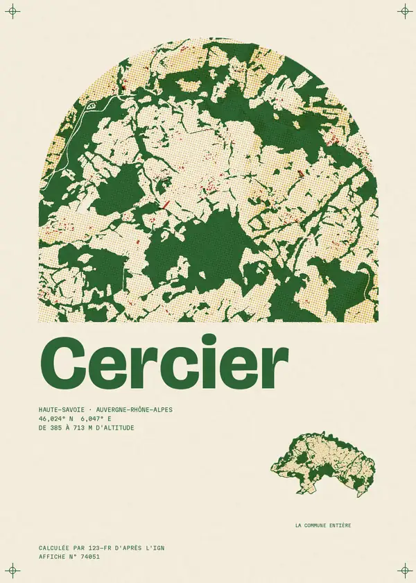 Affiche de Cercier, calculée par 123-fr d'après l'IGN