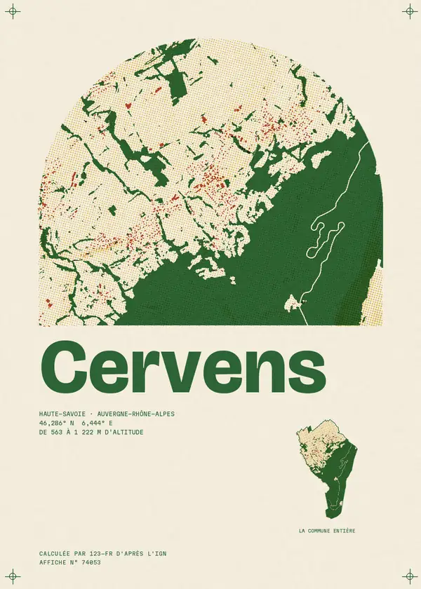 Affiche de Cervens, calculée par 123-fr d'après l'IGN