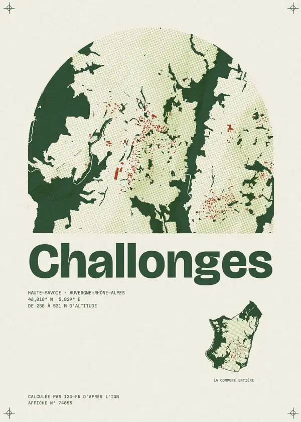 Affiche de Challonges, calculée par 123-fr d'après l'IGN