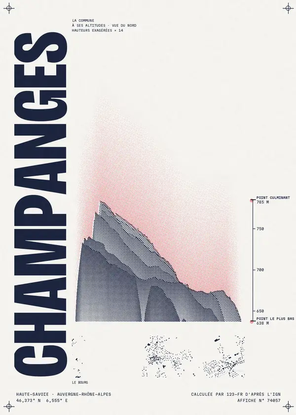 Affiche de Champanges, calculée par 123-fr d'après l'IGN