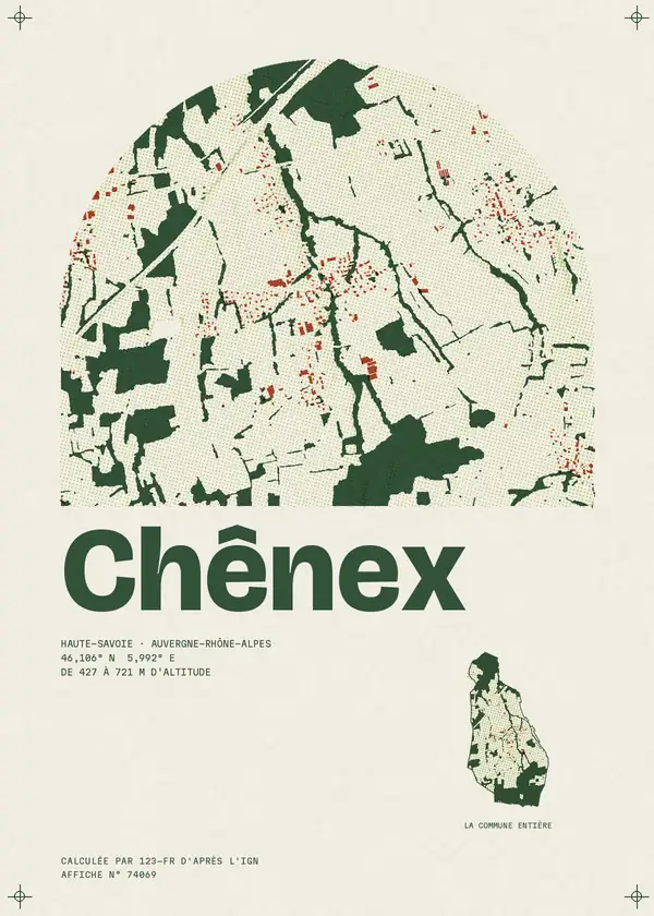 Affiche de Chênex, calculée par 123-fr d'après l'IGN