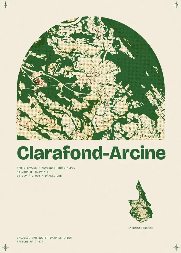 Affiche de Clarafond-Arcine, calculée par 123-fr d'après l'IGN