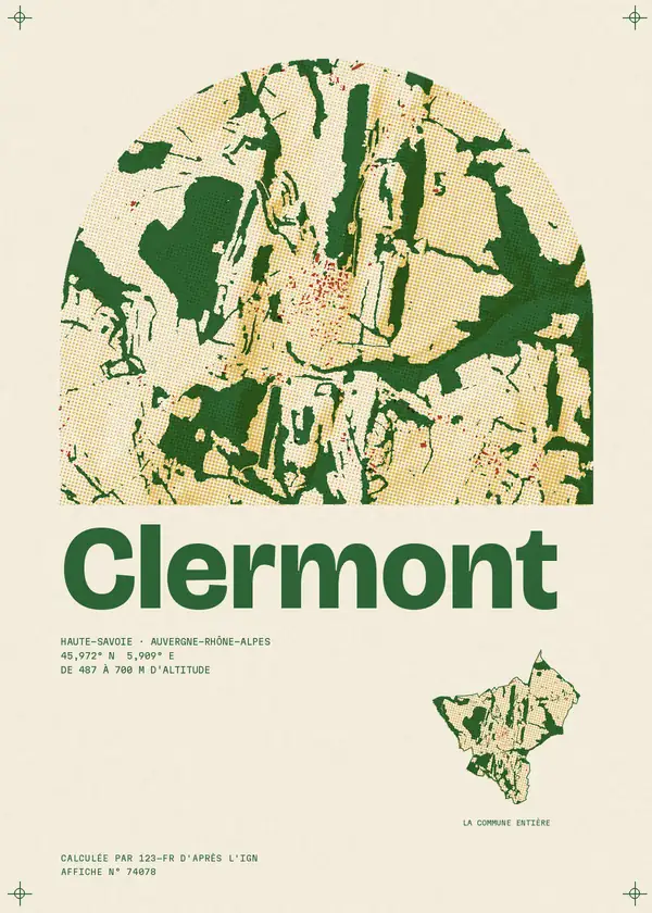 Affiche de Clermont, calculée par 123-fr d'après l'IGN