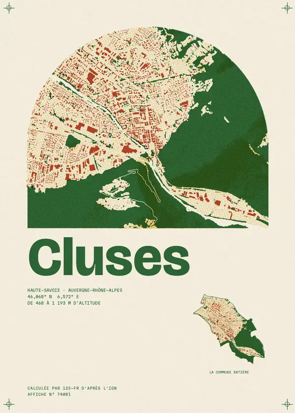 Affiche de Cluses, calculée par 123-fr d'après l'IGN