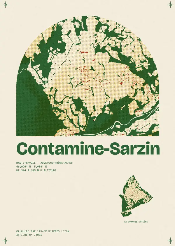 Affiche de Contamine-Sarzin, calculée par 123-fr d'après l'IGN