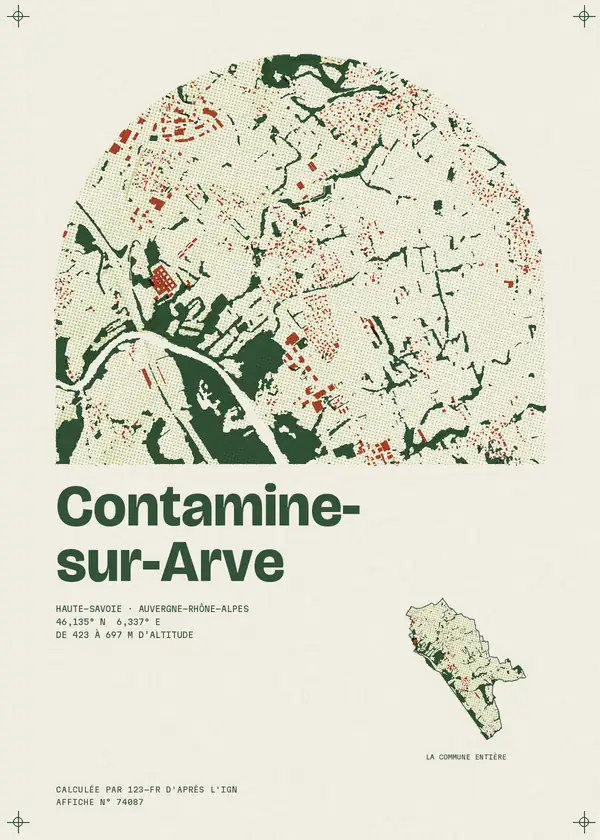 Affiche de Contamine-sur-Arve, calculée par 123-fr d'après l'IGN