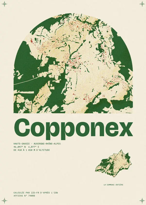 Affiche de Copponex, calculée par 123-fr d'après l'IGN