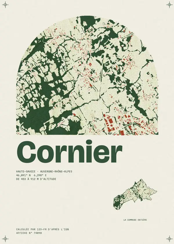 Affiche de Cornier, calculée par 123-fr d'après l'IGN