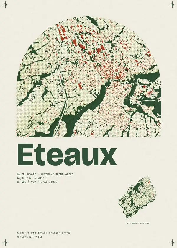 Affiche de Eteaux, calculée par 123-fr d'après l'IGN