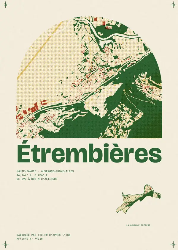 Affiche de Étrembières, calculée par 123-fr d'après l'IGN