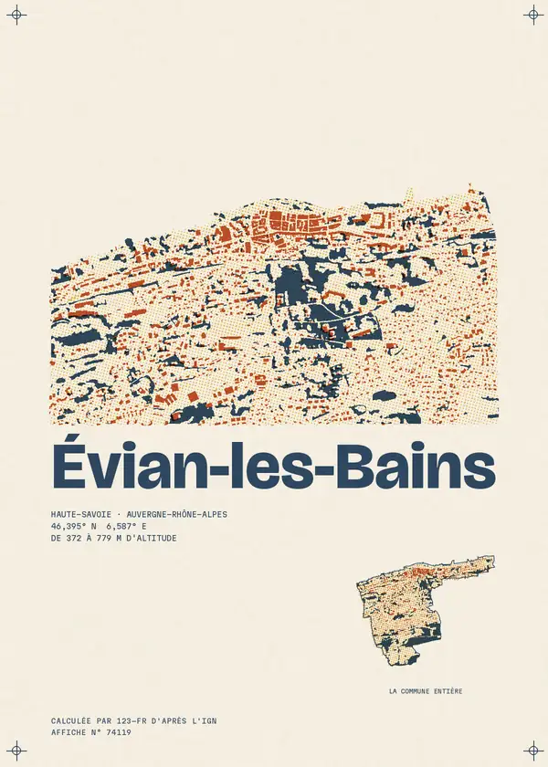 Affiche de Évian-les-Bains, calculée par 123-fr d'après l'IGN