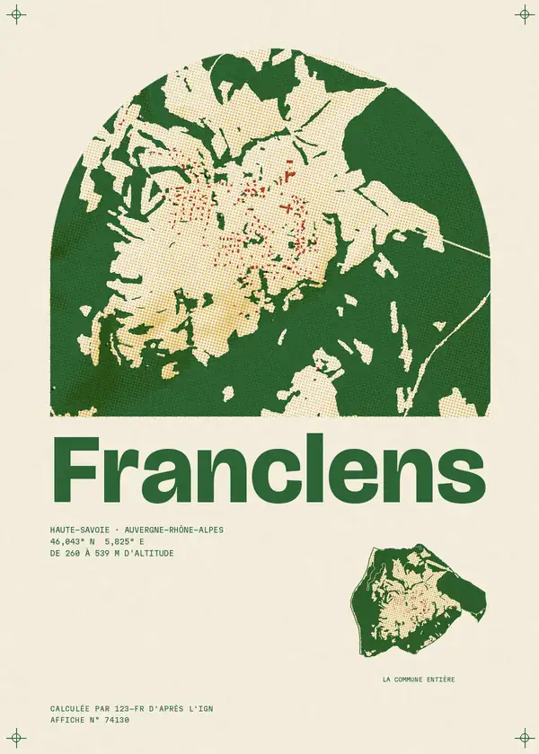 Affiche de Franclens, calculée par 123-fr d'après l'IGN