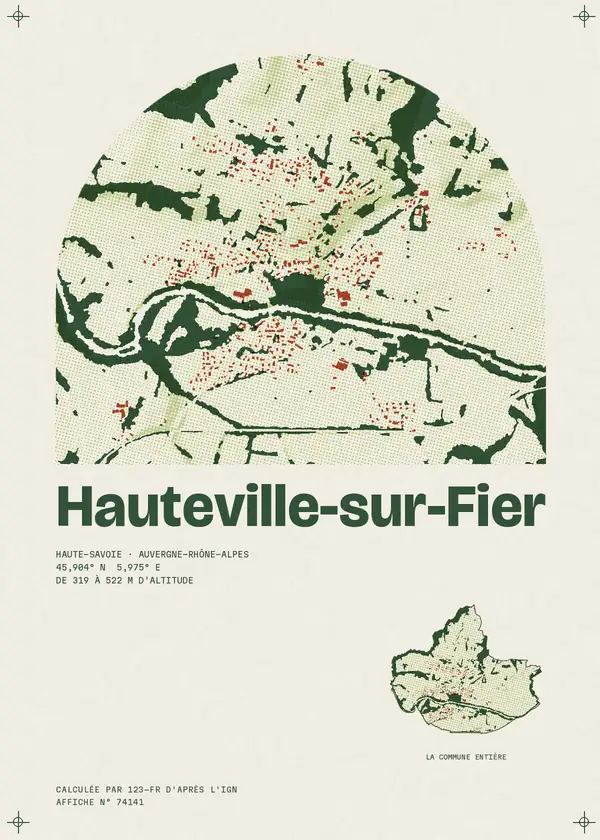 Affiche de Hauteville-sur-Fier, calculée d'après l'IGN