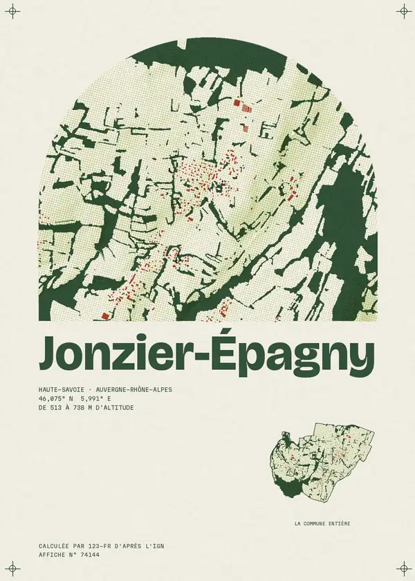 Affiche de Jonzier-Épagny, calculée par 123-fr d'après l'IGN