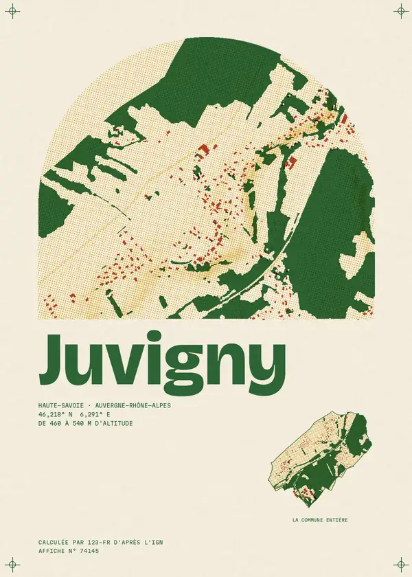 Affiche de Juvigny, calculée par 123-fr d'après l'IGN