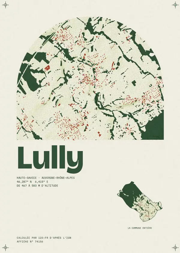 Affiche de Lully, calculée par 123-fr d'après l'IGN