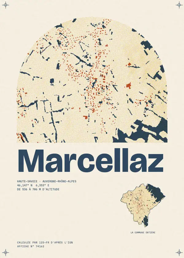 Affiche de Marcellaz, calculée par 123-fr d'après l'IGN