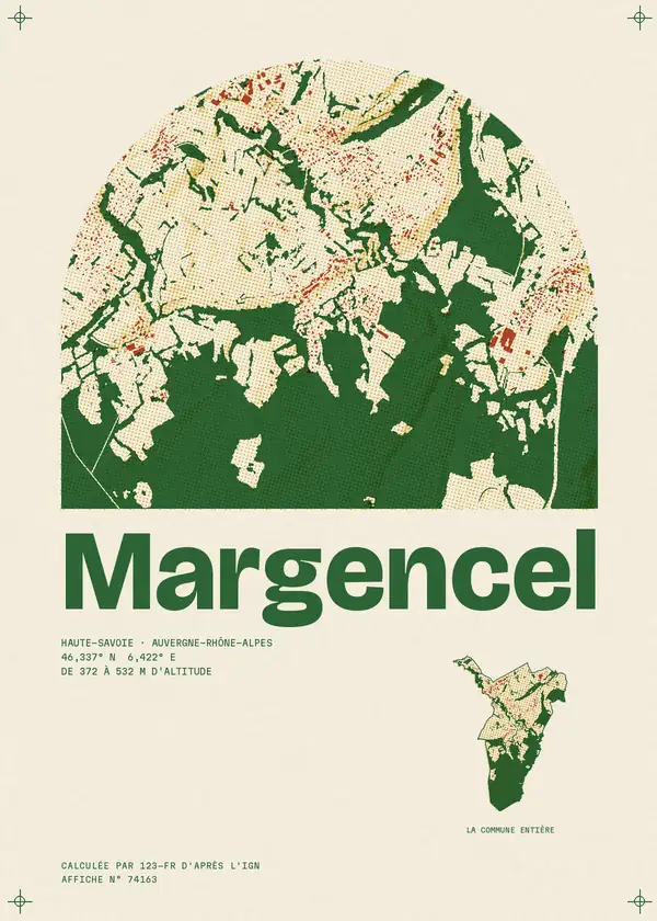 Affiche de Margencel, calculée par 123-fr d'après l'IGN