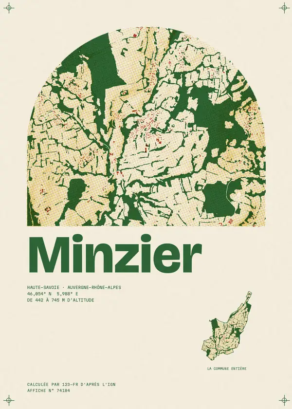 Affiche de Minzier, calculée par 123-fr d'après l'IGN