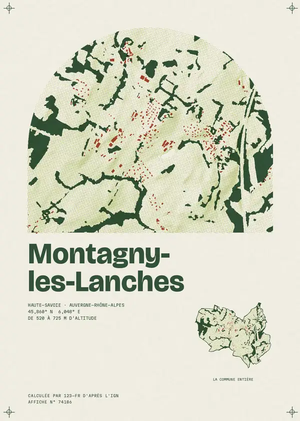 Affiche de Montagny-les-Lanches, calculée par 123-fr d'après l'IGN