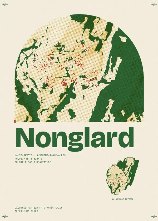 Affiche de Nonglard, calculée par 123-fr d'après l'IGN