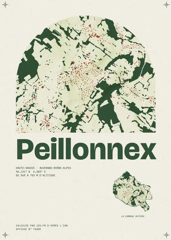Affiche de Peillonnex, calculée par 123-fr d'après l'IGN