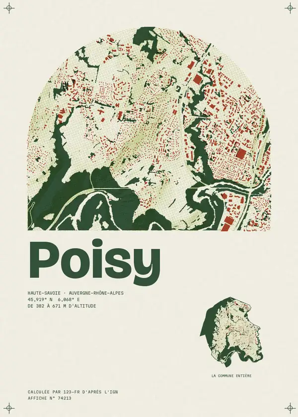 Affiche de Poisy, calculée par 123-fr d'après l'IGN