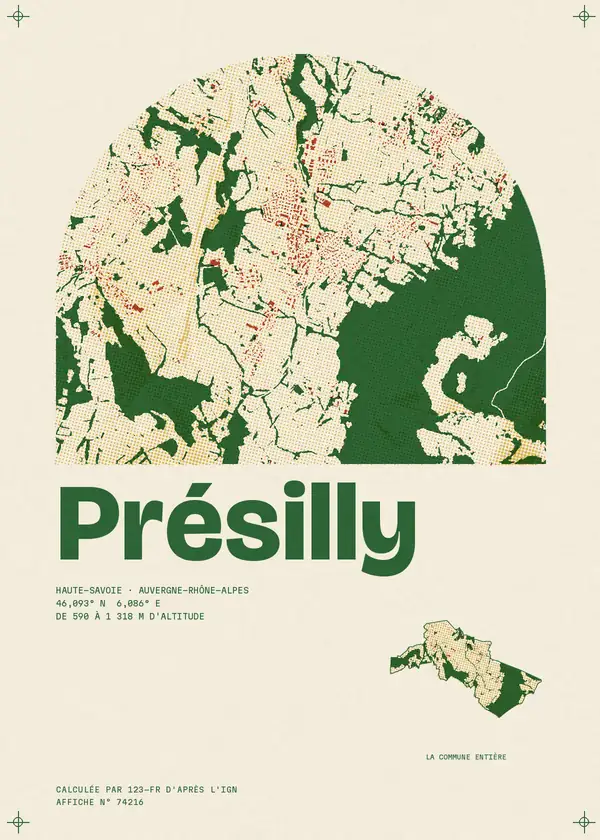 Affiche de Présilly, calculée par 123-fr d'après l'IGN