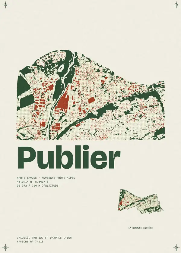Affiche de Publier, calculée par 123-fr d'après l'IGN