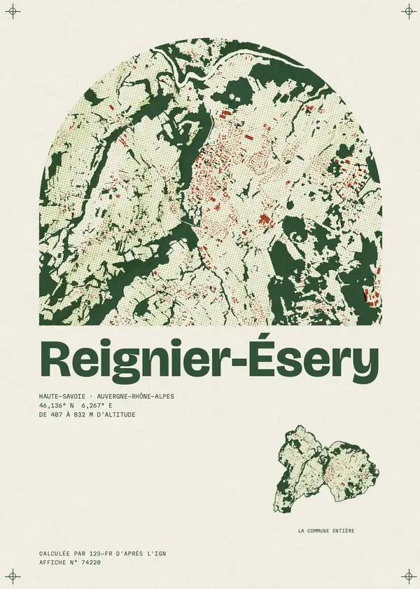 Affiche de Reignier-Ésery, calculée par 123-fr d'après l'IGN