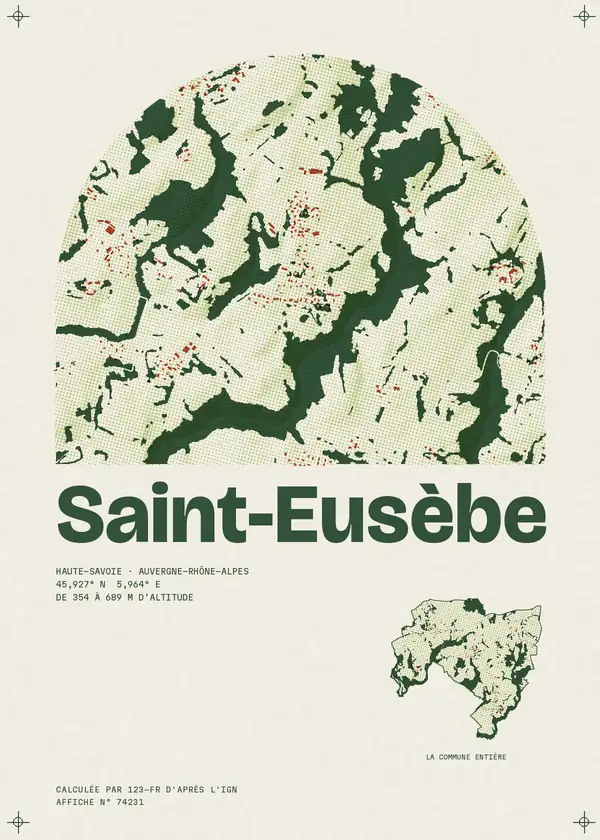 Affiche de Saint-Eusèbe, calculée par 123-fr d'après l'IGN