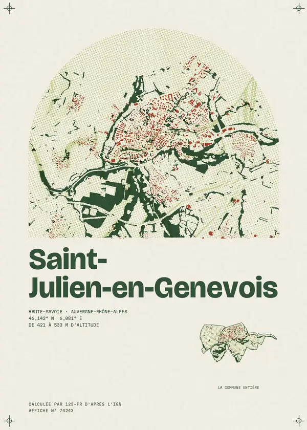 Affiche de Saint-Julien-en-Genevois, calculée par 123-fr d'après l'IGN