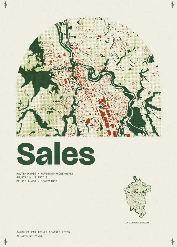 Affiche de Sales, calculée par 123-fr d'après l'IGN