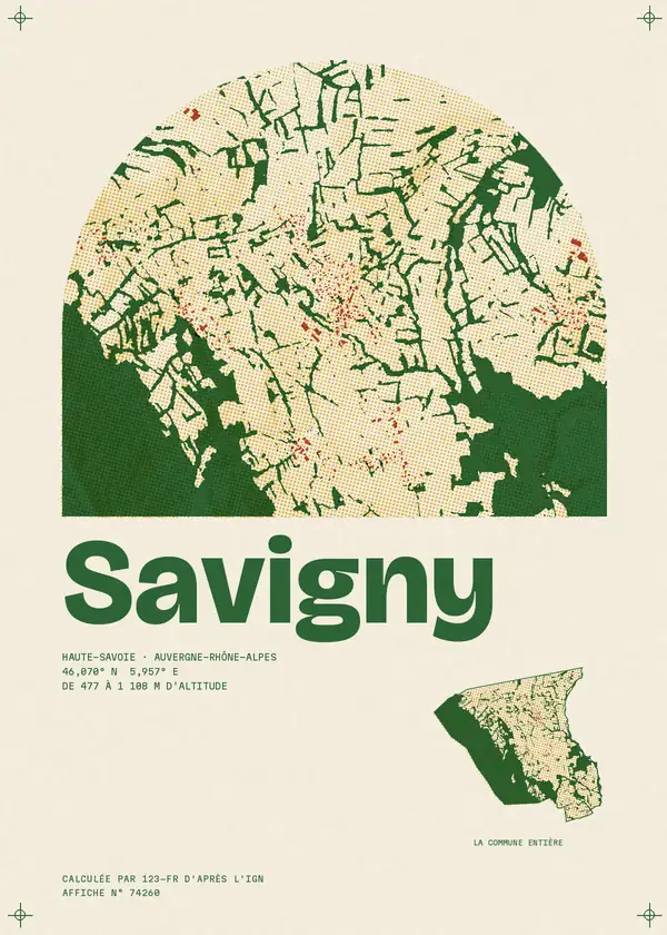 Affiche de Savigny, calculée par 123-fr d'après l'IGN