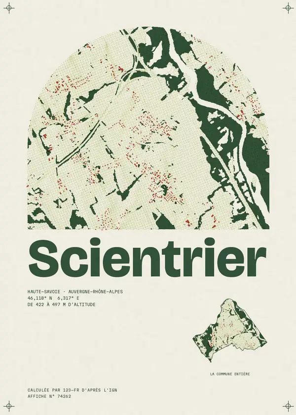 Affiche de Scientrier, calculée par 123-fr d'après l'IGN