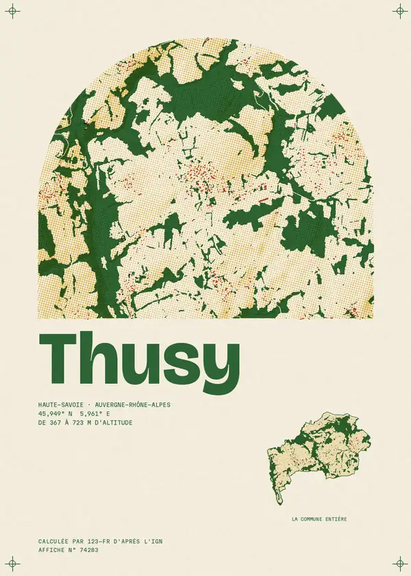 Affiche de Thusy, calculée par 123-fr d'après l'IGN