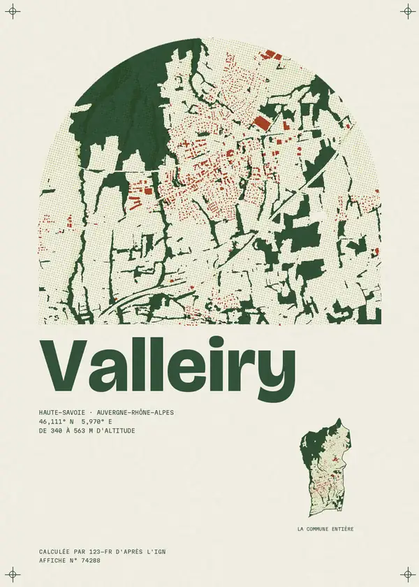 Affiche de Valleiry, calculée par 123-fr d'après l'IGN