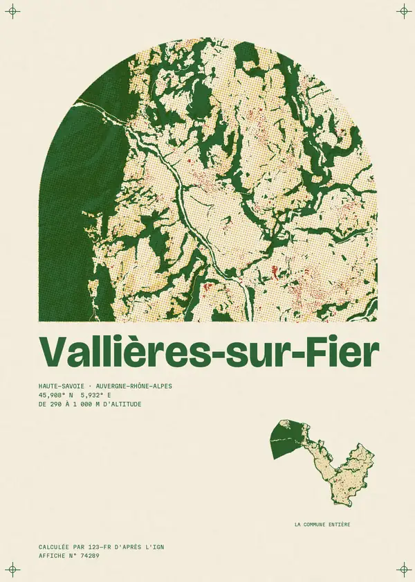 Affiche de Vallières-sur-Fier, calculée par 123-fr d'après l'IGN