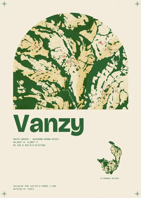 Affiche de Vanzy, calculée par 123-fr d'après l'IGN