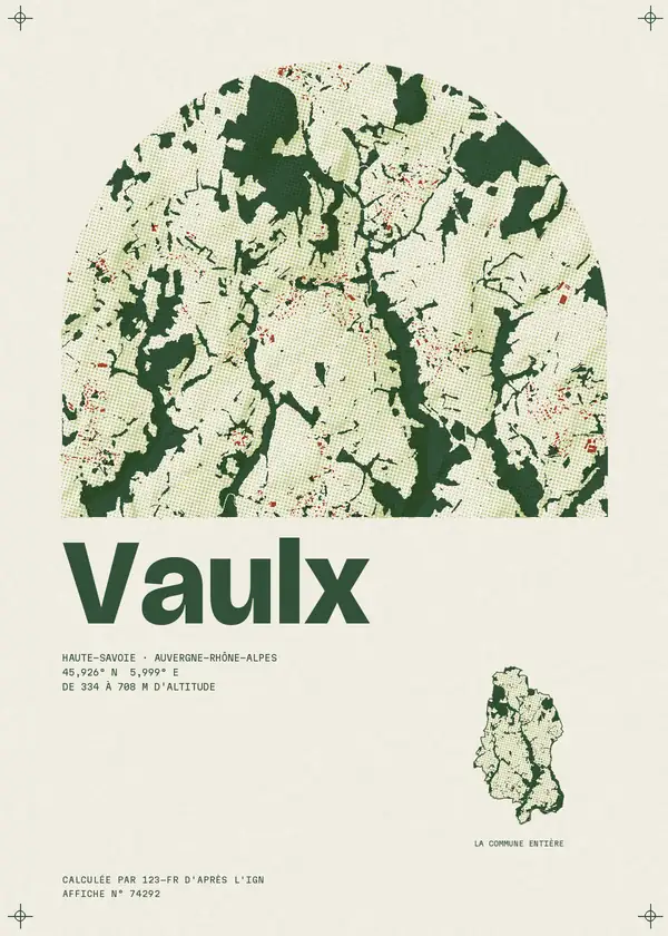 Affiche de Vaulx, calculée par 123-fr d'après l'IGN