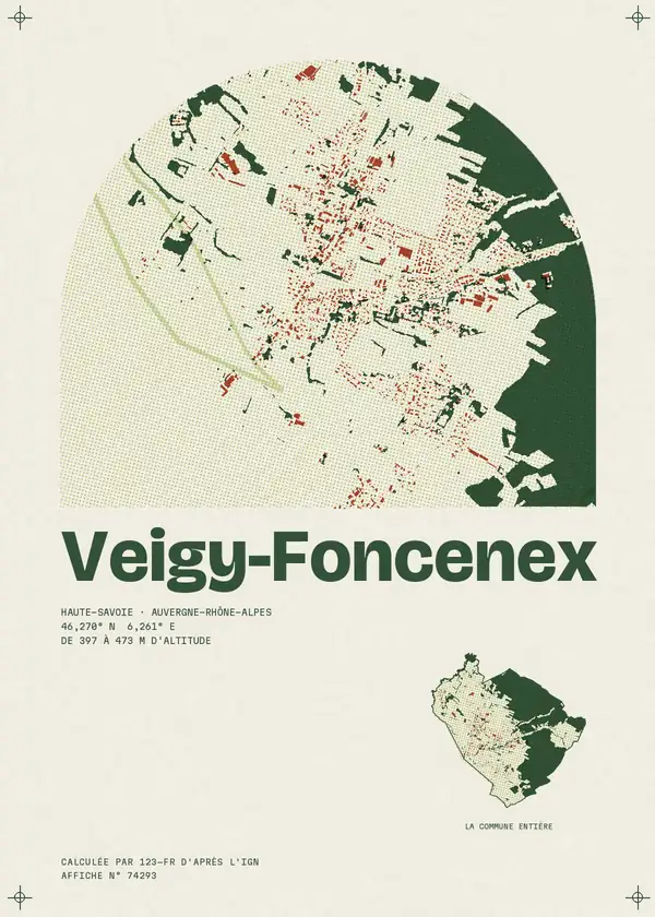 Affiche de Veigy-Foncenex, calculée par 123-fr d'après l'IGN