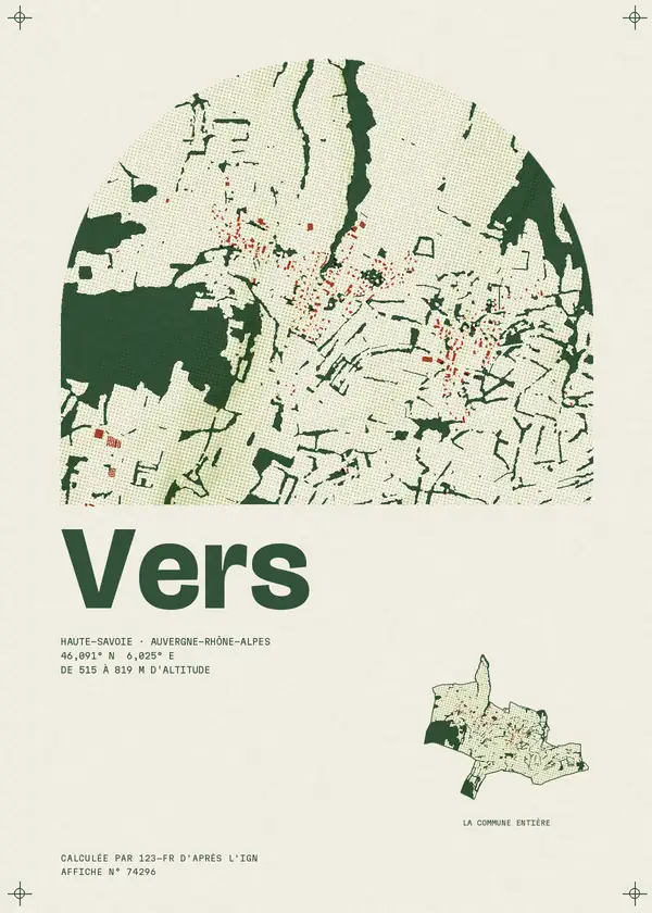 Affiche de Vers, calculée par 123-fr d'après l'IGN