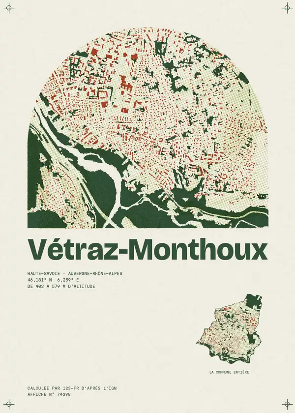 Affiche de Vétraz-Monthoux, calculée par 123-fr d'après l'IGN