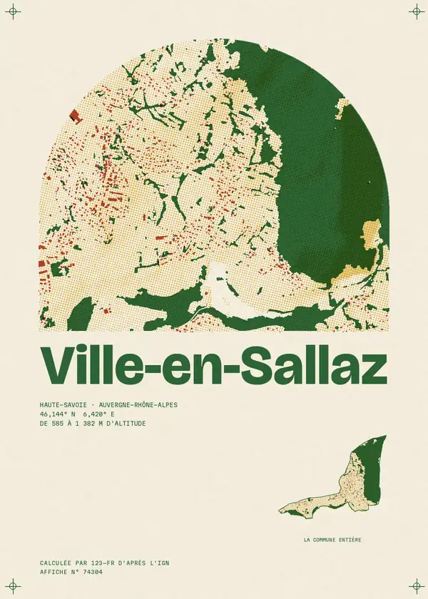 Affiche de Ville-en-Sallaz, calculée par 123-fr d'après l'IGN