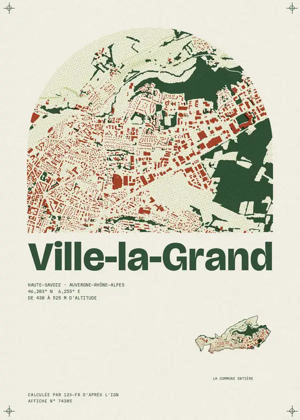 Affiche de Ville-la-Grand, calculée par 123-fr d'après l'IGN